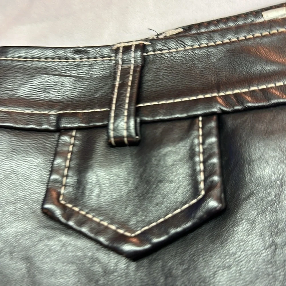 Storets Faux Leather Asymmetrical Black Skirt Jr L